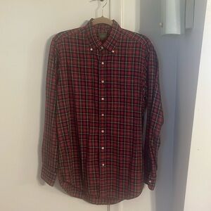 Sid Mashburn Red and Green Plaid Casual Button Down Shirt